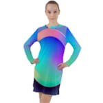 Circle Colorful Rainbow Spectrum Button Gradient Long Sleeve Hoodie Dress