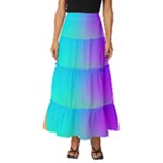 Circle Colorful Rainbow Spectrum Button Gradient Tiered Ruffle Maxi Skirt