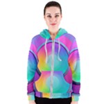 Circle Colorful Rainbow Spectrum Button Gradient Psychedelic Art Women s Zipper Hoodie