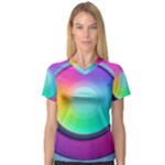 Circle Colorful Rainbow Spectrum Button Gradient Psychedelic Art V-Neck Sport Mesh T-Shirt