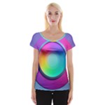 Circle Colorful Rainbow Spectrum Button Gradient Psychedelic Art Cap Sleeve Top