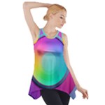 Circle Colorful Rainbow Spectrum Button Gradient Psychedelic Art Side Drop Tank Tunic