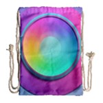 Circle Colorful Rainbow Spectrum Button Gradient Psychedelic Art Drawstring Bag (Large)
