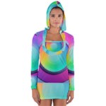 Circle Colorful Rainbow Spectrum Button Gradient Psychedelic Art Long Sleeve Hooded T-shirt