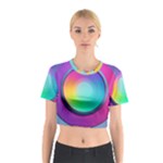 Circle Colorful Rainbow Spectrum Button Gradient Psychedelic Art Cotton Crop Top
