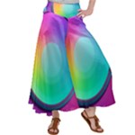 Circle Colorful Rainbow Spectrum Button Gradient Psychedelic Art Women s Satin Palazzo Pants