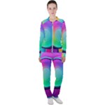 Circle Colorful Rainbow Spectrum Button Gradient Psychedelic Art Casual Jacket and Pants Set