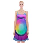 Circle Colorful Rainbow Spectrum Button Gradient Psychedelic Art Spaghetti Strap Velvet Dress