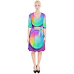 Circle Colorful Rainbow Spectrum Button Gradient Psychedelic Art Wrap Up Cocktail Dress