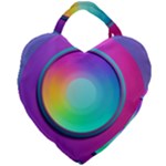 Circle Colorful Rainbow Spectrum Button Gradient Psychedelic Art Giant Heart Shaped Tote