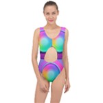 Circle Colorful Rainbow Spectrum Button Gradient Psychedelic Art Center Cut Out Swimsuit