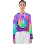 Circle Colorful Rainbow Spectrum Button Gradient Psychedelic Art Women s Slouchy Sweat