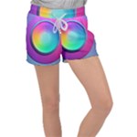 Circle Colorful Rainbow Spectrum Button Gradient Psychedelic Art Women s Velour Lounge Shorts