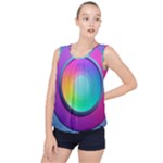 Circle Colorful Rainbow Spectrum Button Gradient Psychedelic Art Bubble Hem Chiffon Tank Top