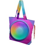 Circle Colorful Rainbow Spectrum Button Gradient Psychedelic Art Drawstring Tote Bag