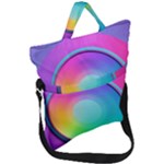 Circle Colorful Rainbow Spectrum Button Gradient Psychedelic Art Fold Over Handle Tote Bag