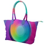 Circle Colorful Rainbow Spectrum Button Gradient Psychedelic Art Canvas Shoulder Bag