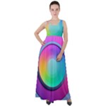 Circle Colorful Rainbow Spectrum Button Gradient Psychedelic Art Empire Waist Velour Maxi Dress