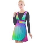 Circle Colorful Rainbow Spectrum Button Gradient Psychedelic Art Plunge Pinafore Velour Dress