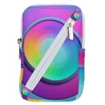 Circle Colorful Rainbow Spectrum Button Gradient Psychedelic Art Belt Pouch Bag (Large)
