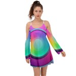 Circle Colorful Rainbow Spectrum Button Gradient Psychedelic Art Boho Dress