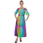 Circle Colorful Rainbow Spectrum Button Gradient Psychedelic Art Shoulder Straps Boho Maxi Dress 