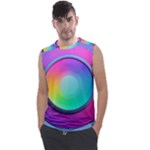 Circle Colorful Rainbow Spectrum Button Gradient Psychedelic Art Men s Regular Tank Top