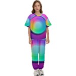 Circle Colorful Rainbow Spectrum Button Gradient Psychedelic Art Kids  T-Shirt and Pants Sports Set