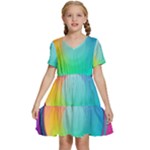 Circle Colorful Rainbow Spectrum Button Gradient Psychedelic Art Kids  Short Sleeve Tiered Mini Dress