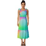 Circle Colorful Rainbow Spectrum Button Gradient Psychedelic Art Tie-Strap Tiered Midi Chiffon Dress