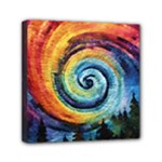 Cosmic Rainbow Quilt Artistic Swirl Spiral Forest Silhouette Fantasy Mini Canvas 6  x 6  (Stretched)