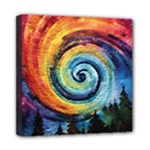 Cosmic Rainbow Quilt Artistic Swirl Spiral Forest Silhouette Fantasy Mini Canvas 8  x 8  (Stretched)