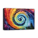 Cosmic Rainbow Quilt Artistic Swirl Spiral Forest Silhouette Fantasy Deluxe Canvas 18  x 12  (Stretched)