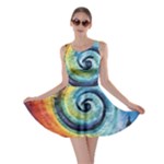 Cosmic Rainbow Quilt Artistic Swirl Spiral Forest Silhouette Fantasy Skater Dress
