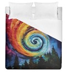 Cosmic Rainbow Quilt Artistic Swirl Spiral Forest Silhouette Fantasy Duvet Cover (Queen Size)
