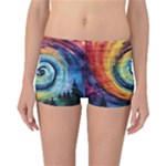 Cosmic Rainbow Quilt Artistic Swirl Spiral Forest Silhouette Fantasy Reversible Boyleg Bikini Bottoms