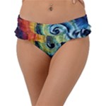 Cosmic Rainbow Quilt Artistic Swirl Spiral Forest Silhouette Fantasy Frill Bikini Bottoms