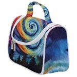 Cosmic Rainbow Quilt Artistic Swirl Spiral Forest Silhouette Fantasy Satchel Handbag