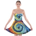 Cosmic Rainbow Quilt Artistic Swirl Spiral Forest Silhouette Fantasy Strapless Bra Top Dress