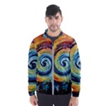 Cosmic Rainbow Quilt Artistic Swirl Spiral Forest Silhouette Fantasy Men s Windbreaker