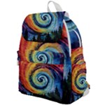 Cosmic Rainbow Quilt Artistic Swirl Spiral Forest Silhouette Fantasy Top Flap Backpack