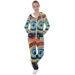 Cosmic Rainbow Quilt Artistic Swirl Spiral Forest Silhouette Fantasy Women s Tracksuit