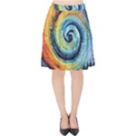Cosmic Rainbow Quilt Artistic Swirl Spiral Forest Silhouette Fantasy Velvet High Waist Skirt