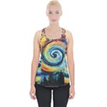 Cosmic Rainbow Quilt Artistic Swirl Spiral Forest Silhouette Fantasy Piece Up Tank Top