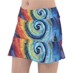 Cosmic Rainbow Quilt Artistic Swirl Spiral Forest Silhouette Fantasy Classic Tennis Skirt