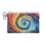 Cosmic Rainbow Quilt Artistic Swirl Spiral Forest Silhouette Fantasy Canvas Cosmetic Bag (Medium)