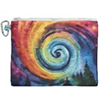 Cosmic Rainbow Quilt Artistic Swirl Spiral Forest Silhouette Fantasy Canvas Cosmetic Bag (XXL)