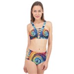 Cosmic Rainbow Quilt Artistic Swirl Spiral Forest Silhouette Fantasy Cage Up Bikini Set