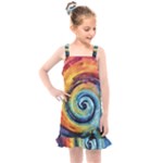 Cosmic Rainbow Quilt Artistic Swirl Spiral Forest Silhouette Fantasy Kids  Overall Dress