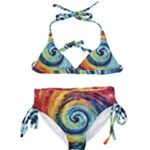 Cosmic Rainbow Quilt Artistic Swirl Spiral Forest Silhouette Fantasy Kids  Classic Bikini Set